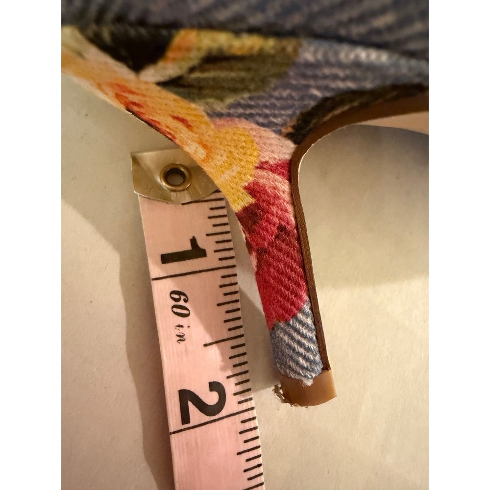 Nine West Floral Denim Pointed Toe Pumps Light Blue Yellow Stiletto Heels 6.5M - Picture 3 of 7